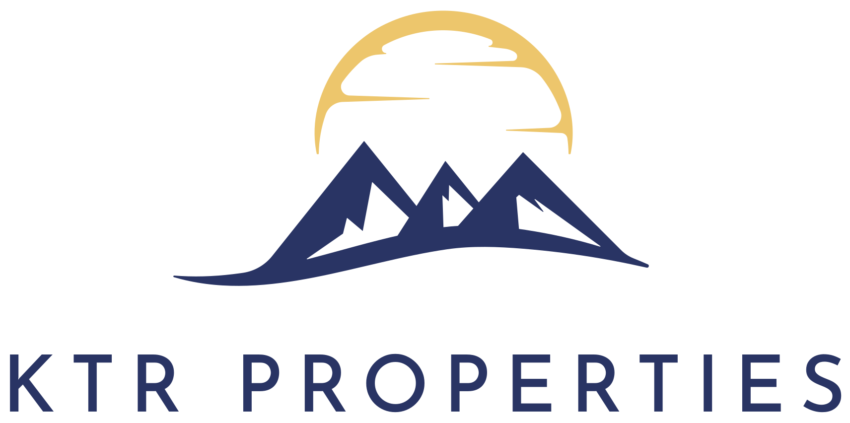 A blue mountain with sun in the background and proper logo.